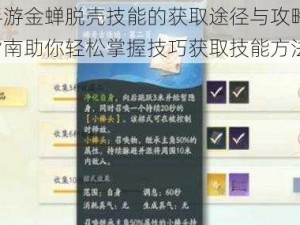 射雕手游金蝉脱壳技能的获取途径与攻略解析：实战指南助你轻松掌握技巧获取技能方法