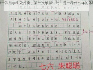 第一次破学生处好爽、第一次破学生处，是一种什么样的体验？