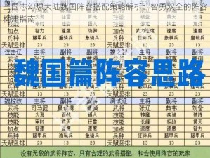 三国志幻想大陆魏国阵容搭配策略解析：智勇双全的阵容构建指南