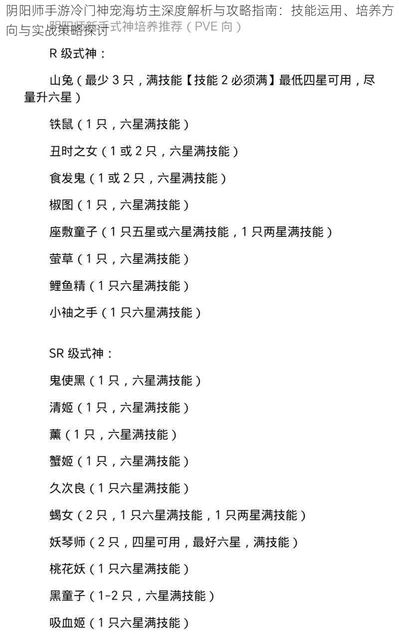 阴阳师手游冷门神宠海坊主深度解析与攻略指南：技能运用、培养方向与实战策略探讨