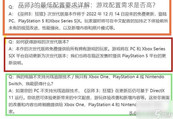 巫师3的最低配置要求详解：游戏配置需求是否高？