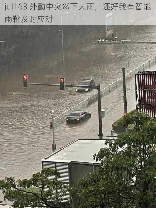 jul163 外勤中突然下大雨，还好我有智能雨靴及时应对