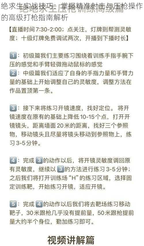 绝求生实战技巧：掌握精准射击与压枪操作的高级打枪指南解析