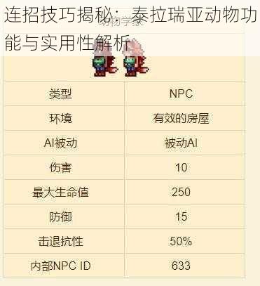 连招技巧揭秘：泰拉瑞亚动物功能与实用性解析