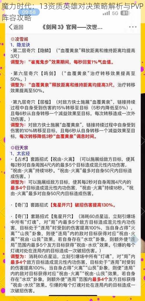 魔力时代：13资质英雄对决策略解析与PVP阵容攻略