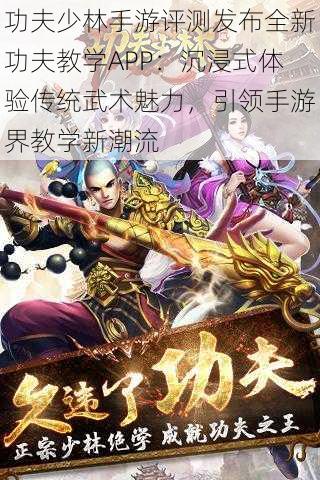 功夫少林手游评测发布全新功夫教学APP：沉浸式体验传统武术魅力，引领手游界教学新潮流