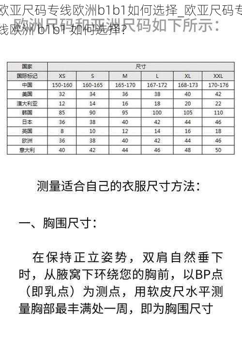 欧亚尺码专线欧洲b1b1如何选择_欧亚尺码专线欧洲 b1b1 如何选择？