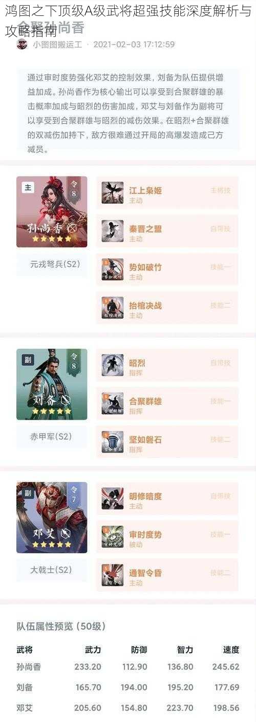 鸿图之下顶级A级武将超强技能深度解析与攻略指南