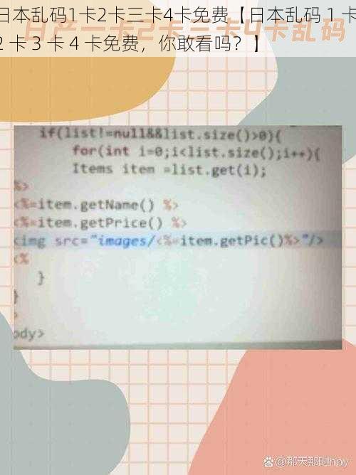 日本乱码1卡2卡三卡4卡免费【日本乱码 1 卡 2 卡 3 卡 4 卡免费，你敢看吗？】