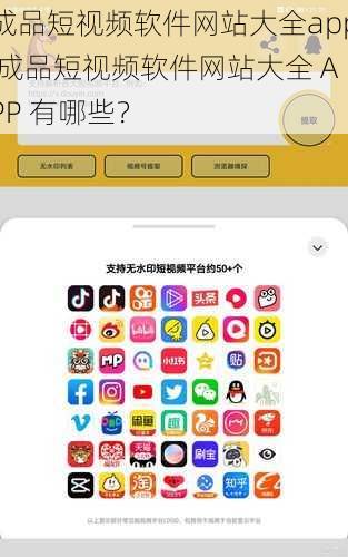 成品短视频软件网站大全app 成品短视频软件网站大全 APP 有哪些？