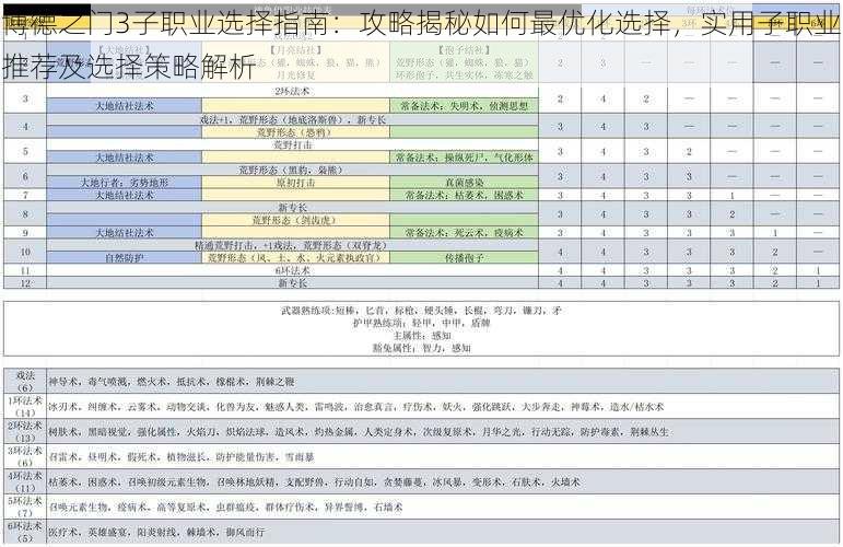 博德之门3子职业选择指南：攻略揭秘如何最优化选择，实用子职业推荐及选择策略解析