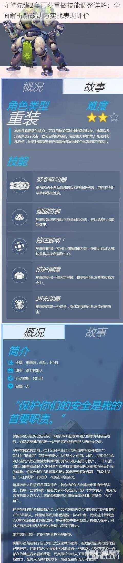 守望先锋2奥丽莎重做技能调整详解：全面解析新改动与实战表现评价