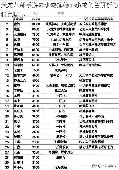 天龙八部手游之小龙探秘:小龙角色解析与特色展示
