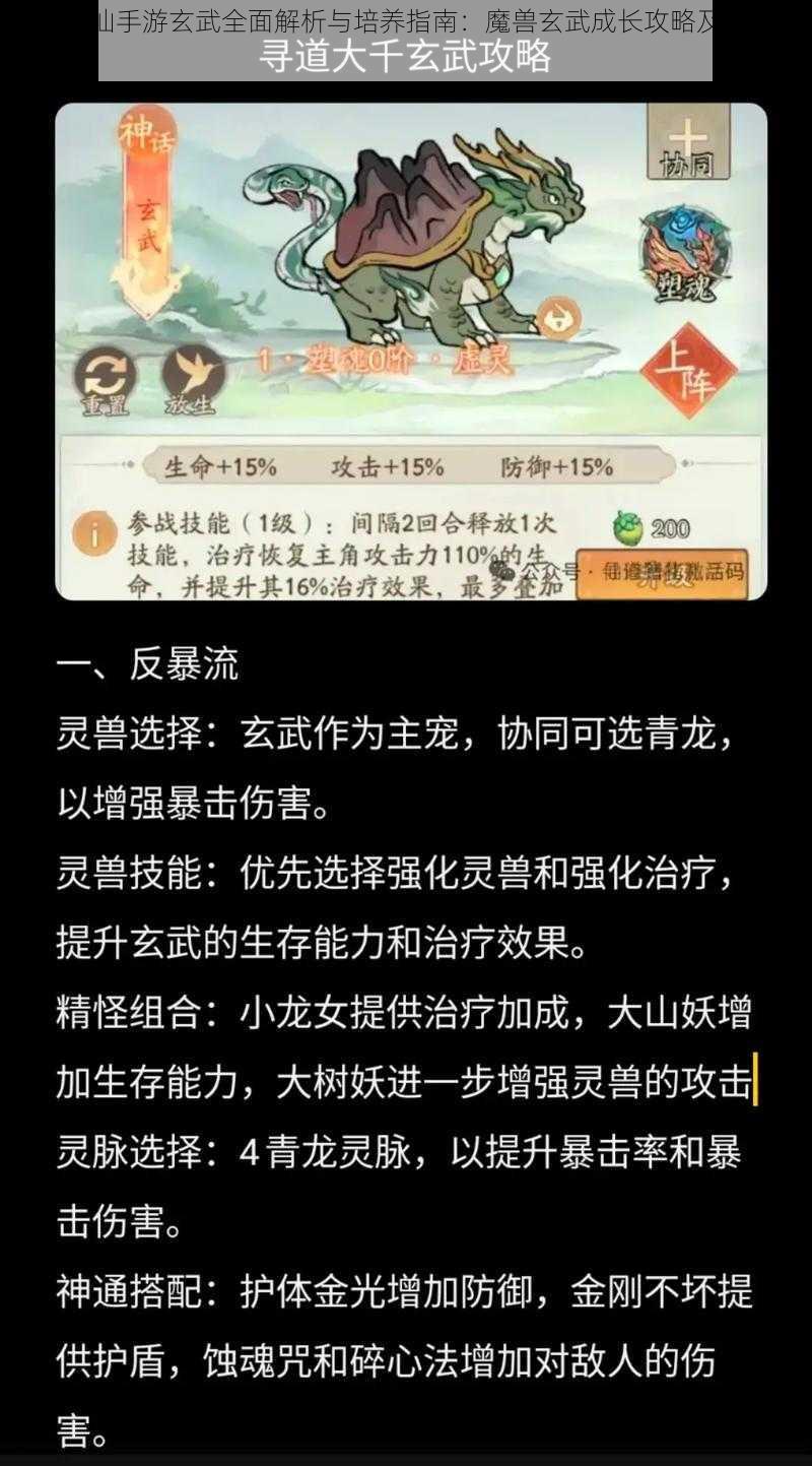 梦幻诛仙手游玄武全面解析与培养指南：魔兽玄武成长攻略及实战技巧探索