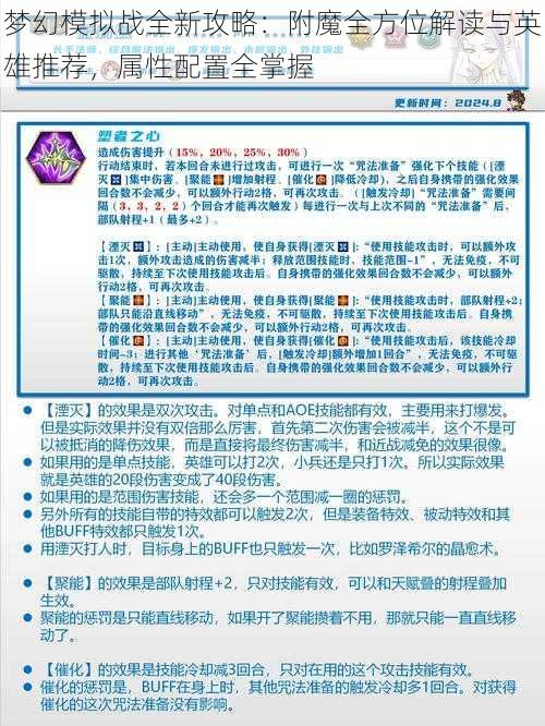 梦幻模拟战全新攻略：附魔全方位解读与英雄推荐，属性配置全掌握