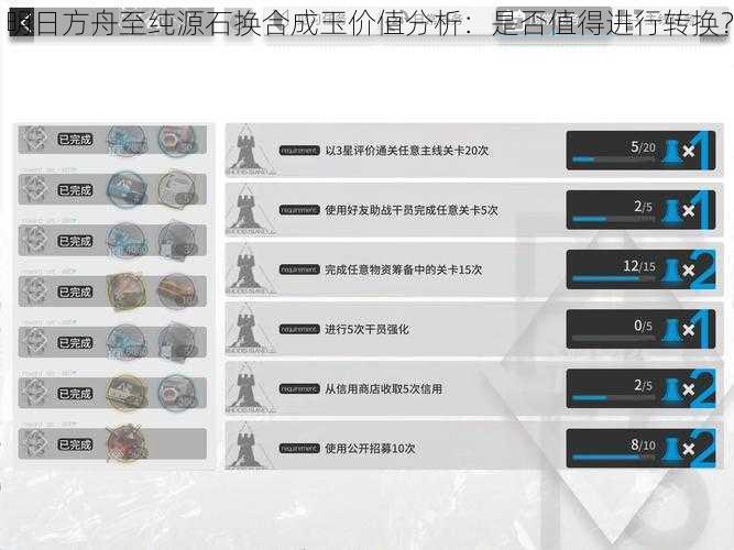 明日方舟至纯源石换合成玉价值分析：是否值得进行转换？
