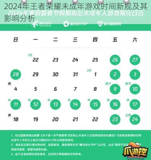 2024年王者荣耀未成年游戏时间新规及其影响分析